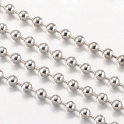 Platinum Iron Ball Chains, Soldered, with Spool, Platinum Color, Bead: 3.2mm, about 164.04 Feet(50m)/roll