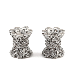 Платина Латунные микро проложить кубического циркония бусы, цветок, платина, 8x7 мм, отверстие : 1.6 мм