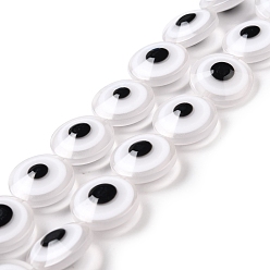 Белый Бусины из смолы имитация лэмпворк, плоские круглые с сглаза, белые, 20x9 мм, отверстие : 1.4 мм, около 20 шт / нитка, 15.94 дюйм (40.5 см)