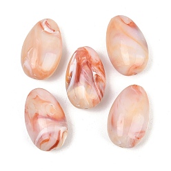 Легкий Лосось Двухцветные непрозрачные акриловые бусины, имитирующие драгоценные камни, слеза, светлый померанцевый, 42x26.5~27x18 мм, отверстие : 2.8 мм, Около 42 шт / 500 г