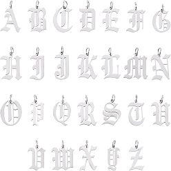 Letter A~Z 201 подвески из нержавеющей стали, с целью перехода в кольце, старый английский, алфавит, лазерная резка, Письмо ~ Z, 26 шт / коробка