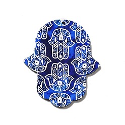 Evil Eye Непрозрачные акриловые подвески, хамса рука/рука мириам очарование, Сглаженный глаз, 52.5x43.5x2 мм, отверстие : 1.6 мм