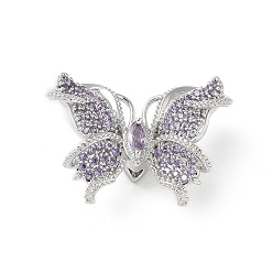 Платина Латунные микропаве прозрачные подвески с фианитом, без никеля , бабочки прелести, платина, 18x26x10 мм, отверстие : 1.6 мм