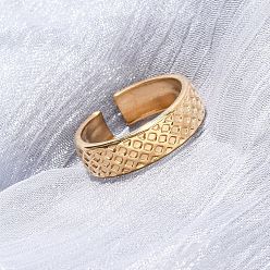 Настоящее золото 18K 304 открытые манжеты из нержавеющей стали для женщин, , ионное покрытие (ip), реальный 18 k позолоченный, 6 мм, размер США 7 1/4 (17.5 мм)