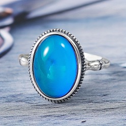 Античное Серебро Кольца из сплава стекла, овальные, античное серебро, размер США 8 (18.1 мм)