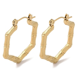 Золотой Текстура шестиугольника 201 серьги-полукольца из нержавеющей стали для женщин, с 304 штифта из нержавеющей стали, золотые, 25x2.5 мм