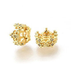 Золотой Латунные микропаве прозрачные кубики из циркония, стойки покрытие, долговечный, без свинца и без кадмия, корона, золотые, 10.5x6.5 мм, отверстие : 1.8 мм