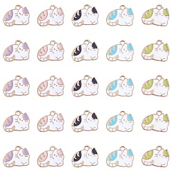 (52) Непрозрачная лаванда 25 кусочки кошачьей эмали, подвеска, подвеска, котенок, подвеска, милая кошка, животное, подвеска, смешанный цвет, для ювелирных изделий, ожерелья, сережек, nracelet, изготовление ремесел, 16x12.2 мм, отверстие : 1.5 мм