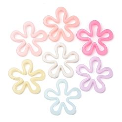 (52) Непрозрачная лаванда Пластиковые европейские бусины, имитация стиля желе, цветок, разноцветные, 43.5x44x6 мм, отверстие : 2 мм, Около 147 шт / 500 г