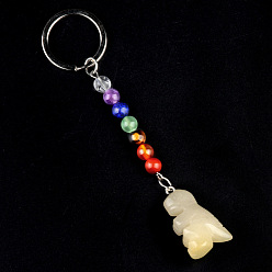 Топаз Нефрит Брелок с топазом и нефритом, с кварцевым резонатором, аметист, ляпис, авантюрин, красный агат, красная яшма, динозавр, 11 см