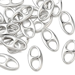Platinum SHEGRACE Brass Connector Charms, Oval Links, Cadmium Free & Lead Free & Nickel Free, Platinum, 15x8x1.5mm, Hole: 6x4mm