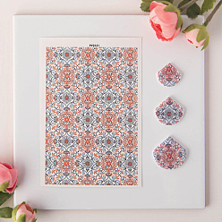 Темный Голубой Цветочный узор керамика глина бумага для переноса воды, переводные декали под глазурью, для сережек-подвесок своими руками, темные голубые, 13.8x9.5 см