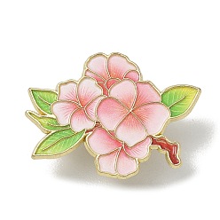 Pink Épingles en émail à fleurs de cerisier, dos d'épingles à revers en alliage pour vêtements, or, rose, 22.5x31mm