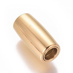 Golden 304 Stainless Steel Magnetic Clasps with Glue-in Ends, Ion Plating (IP), Column, Golden, 18x8.8mm, Hole: 5mm