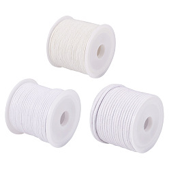 Белый 40м 3 стили вощеные хлопковые шнуры, многослойный круглый шнур, с пластиковыми бобин, белые, 1~2 мм