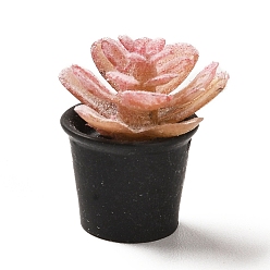 Черный Подвески с растениями в горшках из непрозрачной смолы, прелести растений, чёрные, 17x16.5x23.5 мм, отверстие : 1.2 мм