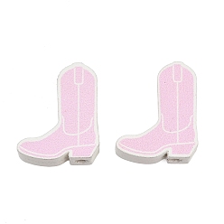 Pink Печатные бусины из тополя, ковбойский сапог, розовые, 19x16x6 мм, отверстие : 3 мм
