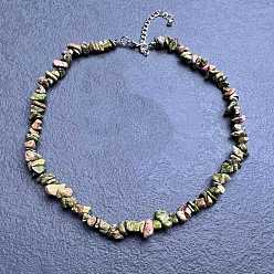 Унакит Ожерелья из натурального унакита с бусинами для женщин, 16.93 дюйм (43 см)