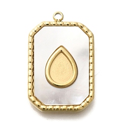 Настоящее золото 14K Ионное покрытие (IP) 304 подвески в виде ракушек из нержавеющей стали, прямоугольник с подвесками-слезинками, реальный 14 k позолоченный, 23.5x14.5x2.2 мм, отверстие : 1.4 мм