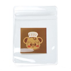 Bear Rectangle Plastic Zip Top Candy Bag, Storage Bags, Self Seal Bag, Top Seal, Bear Pattern, 8x6x0.2cm