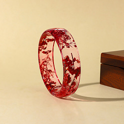 Red Transparent Resin Dried Flower Inner Bangles for Women, Red, Inner Diameter: 2.36 inch(6cm)