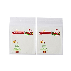 Светло-серый Пластиковый пакет для выпечки с рождественской тематикой, с самоклеющейся, для шоколада, конфеты, печенье, квадратный, светло-серый, 130x100x0.2 мм, около 100 шт / упаковка