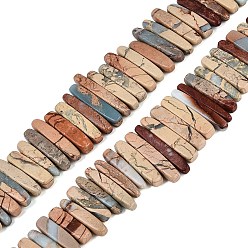 Shoushan Stone Natural Shoushan Stone Beads Strands, Irregular Stick, Top Drillded, 12~49x3~9x4~9mm, Hole: 0.8~1mm, about 55~68pcs/strand, 14.76~17.13 inch(37.5~43.5cm)