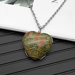 Unakite Natural Unakite  Pendant Necklaces, 19.69 inch(50cm)