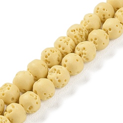 Светло-хаки Нити синтетических бусин, окрашенных в лавовый камень, круглые, светлый хаки, 6~6.5 мм, отверстие : 1 мм, около 63 шт / нитка, 15.16'' (38.5 см)