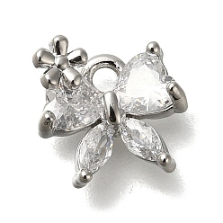 Платина Латунь с микропокрытием, без кадмия, без никеля и без свинца, долговечный, бантом, платина, 9.5x9.5x4 мм, отверстие : 1.5 мм