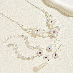 Серебро Комплекты из сплава цветочных браслетов, серег, ожерелий и колец для женщин, серебряные, ожерелья: 19.88 дюйм (50.5 см)