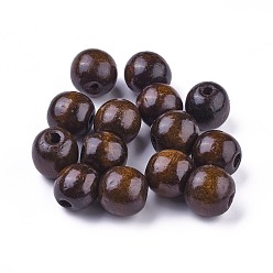 Coconut Brown Dyed Natural Wood Beads, Round, Lead Free, Coconut Brown, 18x17mm, Hole: 4~6mm, about 560pcs/1000g