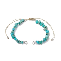 Говлит Изготовление браслета из бисера из окрашенного натурального хаулита с нейлоновой плетенкой, с латунными бусинами платинового тона, 5-3/4~10-3/4 дюйм (14.6~27.3 см)