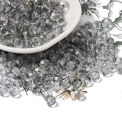 Черный Прозрачные цвета стеклянные круглые бусины, круглое отверстие, граненые, чёрные, 6x5.5 мм, отверстие : 1.2 мм, Около 2000 шт / фунт