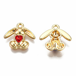 Сиамский Стойки подвески обшивки сплава, со стразами, без кадмия и без свинца, золотой свет, кролик, Сиам, 17x18x4 мм, отверстие : 1.8 мм