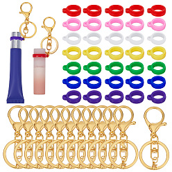 (52) Непрозрачная лаванда 35шт. 7 цвета силиконовые кольца от потери, USB-флешка для записи, ручка для вейпа, кольцо-брелок, с 12шт. железными застежками для брелоков, разноцветные, 21x16.5x6 мм, отверстие : 2 мм, внутренний диаметр: 13 мм, 5 шт / цвет