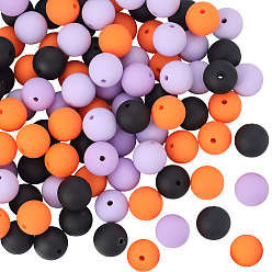 (52) Непрозрачная лаванда Прорезиненные бусины с имитацией силикона и акрила, круглые, разноцветные, 13.5~14x13 мм, отверстие : 2 мм, 100 шт