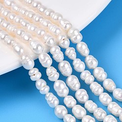 Кремово-белый Нити из натурального культивированного пресноводного жемчуга, рис, кремово-белые, 5~7.5x4.5~5 мм, отверстие : 0.4~0.5 мм, около 28~29 шт / нитка, 6.89~7.28'' (17.5~18.5 см)