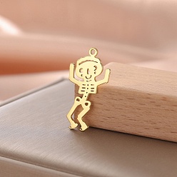 Настоящее золото 18K Шкентели нержавеющей стали, скелет, реальный 18 k позолоченный, 28x13 мм