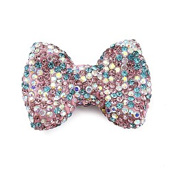 Разноцветный Полимерная глина стразы бусины в форме банта, Фокальные бусины для изготовления бижутерии и брелоков, красочный, 28x39x13 мм, отверстие : 1.8 мм