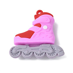 Бледно-Розовый Пластиковые подвески из пвх, кататься на роликах, розовый жемчуг, 49x51.5x15.5 мм, отверстие : 2.5 мм