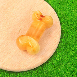 Желтый Нефрит Резные фигурки из заживляющей кости из натурального желтого нефрита, Украшения из камня с энергией Рейки, 34x20x10~14 мм