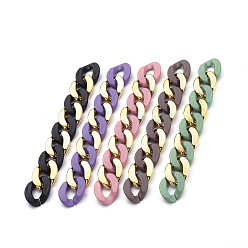 Mixed Color Handmade Curb Chains, Twisted Chain, with Opaque Spray Painted Acrylic Linking Rings and CCB Plastic Linking Rings, Oval, for Jewelry Making, Mixed Color, Link: 29x20x6mm, 39.37 inch(1m)/strand