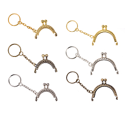 Mixed Color Iron Purse Frame Handle, for Bag Sewing Craft Tailor Sewer, with Key Ring, Mixed Color, 110mm, frame: 43x52x10x1mm, 100mm, frame: 35x40~45x9x1.5mm, 12pcs/set