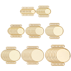 Настоящее золото 18K 64 шт. 8 стили 304 нержавеющая сталь кабошон соединительные настройки, чашки безель с краями, плоско-круглые, реальный 18 k позолоченный, лоток : 6~25 мм, 13.5x8x1.5 мм, отверстие : 1.5 мм