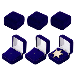 Синий Пластиковый чехол с бархатными упаковочными коробками для брошей, квадратный, синие, 4.25x4.25x2.75 см