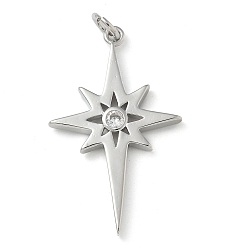 Платина Стойка металлическая латунная микропрофилированная кубическая циркония подвески, долговечный, без свинца и без кадмия, талисманы северной звезды, с целью перехода в кольце, платина, 30.5x18.5x2.5 мм, отверстие : 3 мм