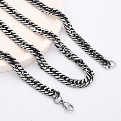 Черный Цвет Металла 6мм 201 ожерелья из нержавеющей стали с кубинскими звеньями, металлический черный , 23.86 дюйм (60.6 см)