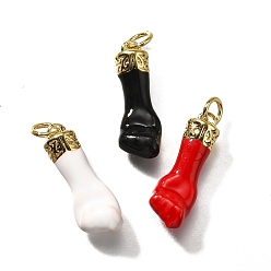 (52) Непрозрачная лаванда Латунь эмаль подвески, с целью перехода в кольце, ручные прелести, без кадмия и без свинца, прочное покрытие, реальный 18 k позолоченный, разноцветные, 20x7x5 мм, отверстие : 3 мм