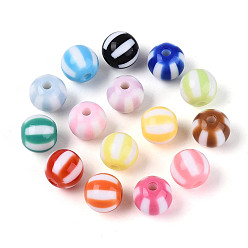 (52) Непрозрачная лаванда Непрозрачные акриловые бусины, полосатый круглый, разноцветные, 11.5 мм, отверстие : 2.7 мм, Около 500 шт / 500 г